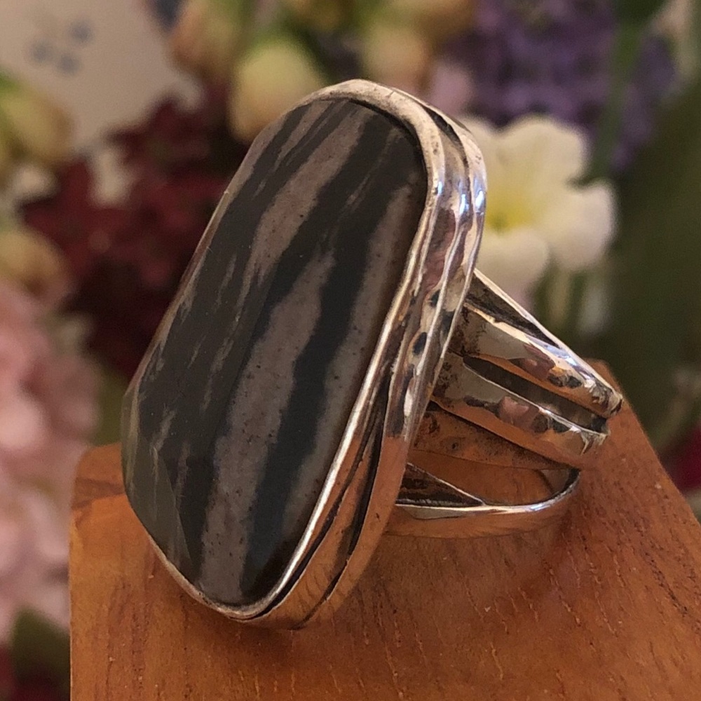 Silpada Sterling Silver Agate Abstract Ring R2761 Size 6 1/4 - Picture 3 of 9